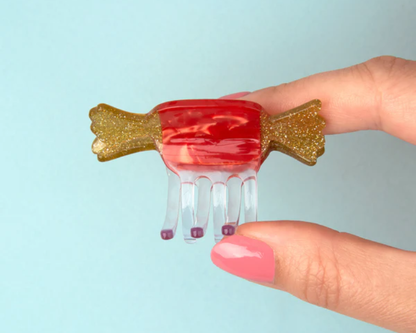 Red Christmas Candy Mini Hair Claw
