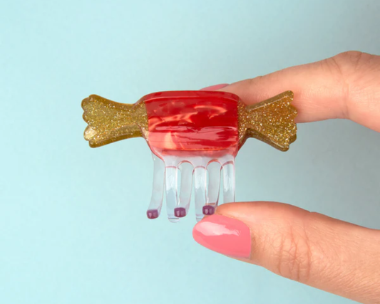 Red Christmas Candy Mini Hair Claw