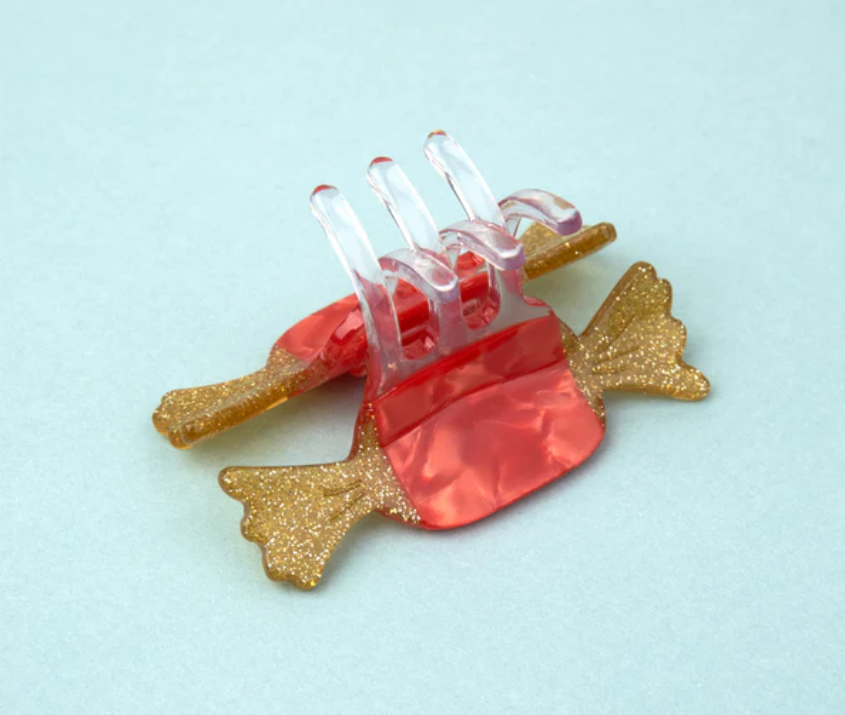 Red Christmas Candy Mini Hair Claw