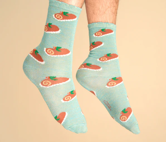 Christmas Log Cake Socks