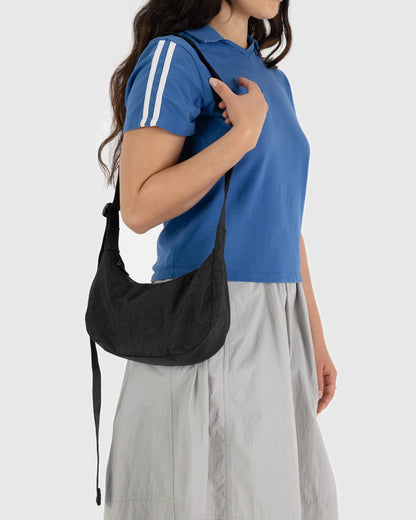 Small Nylon Crescent Bag  Black