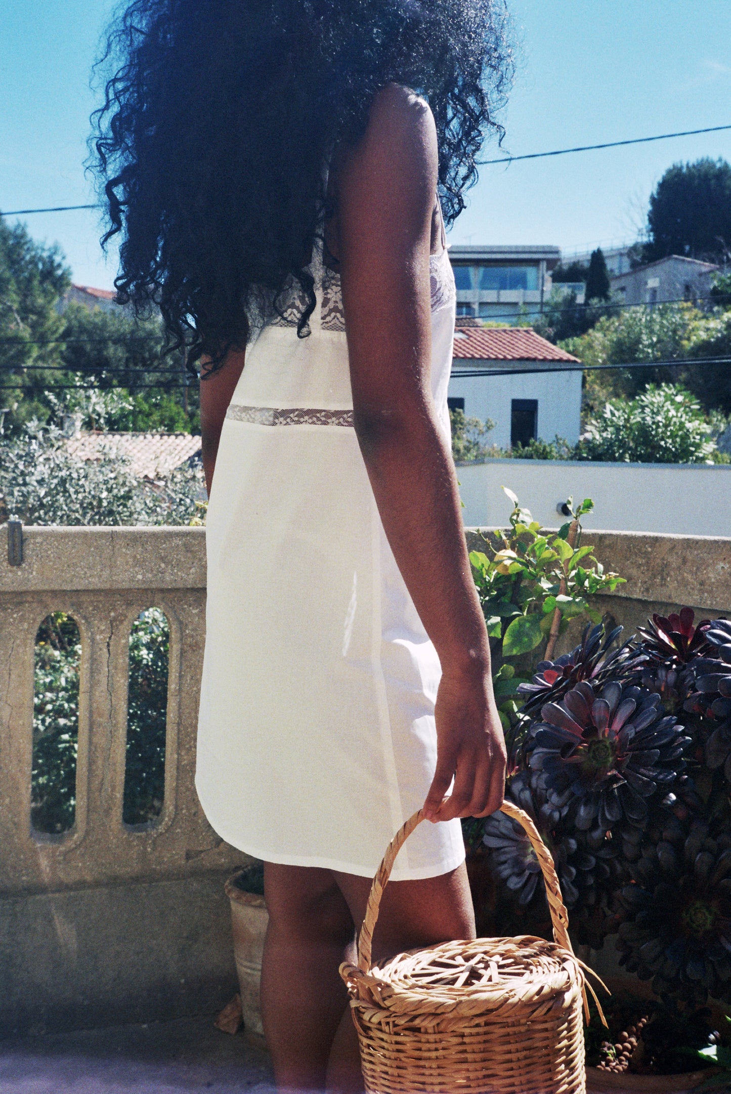 COLINE white cotton Calais floral lace dress