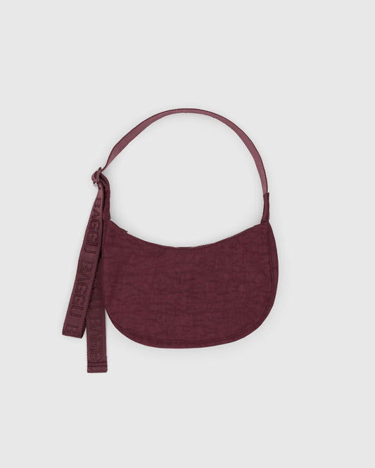 Small Nylon Crescent Bag  Mahogany