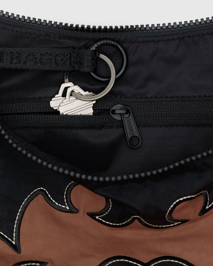 Medium Nylon Crescent Bag  Western Appliqué