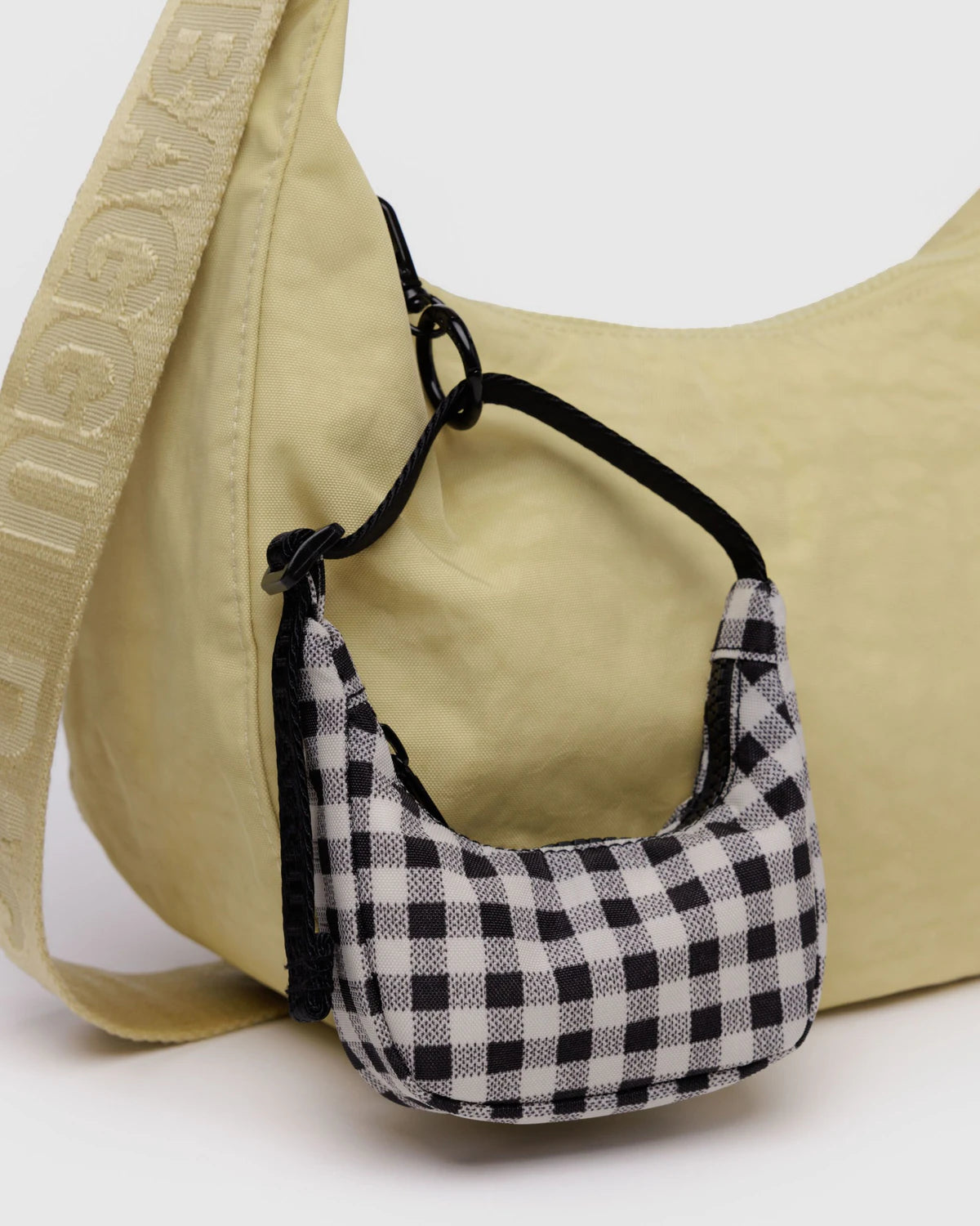 Crescent Bag CharmBlack & White Gingham