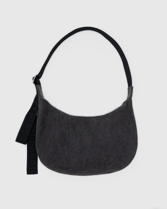 Medium Denim Crescent Bag Washed Black Denim