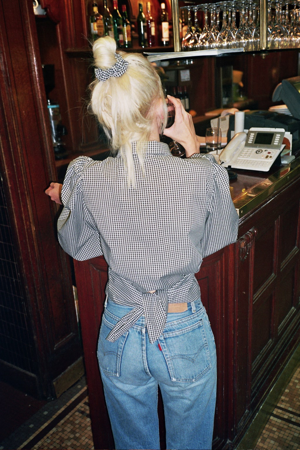 JULIE black gingham blouse