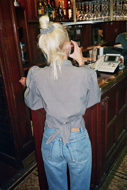 JULIE black gingham blouse