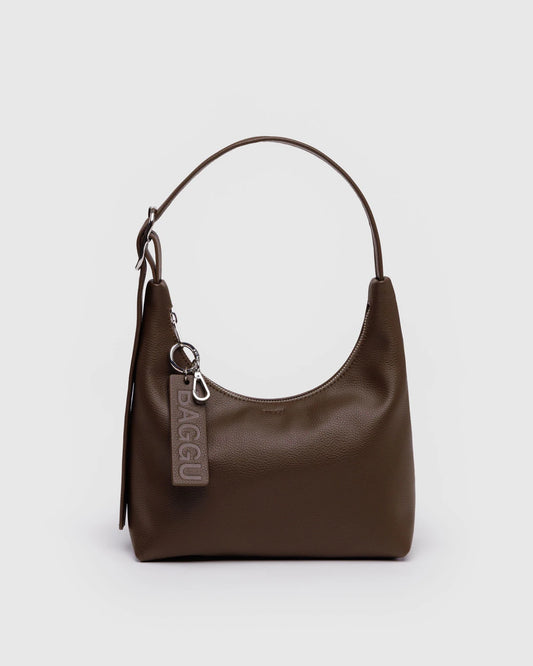 Mini Recycled Leather Shoulder Bag  Brown