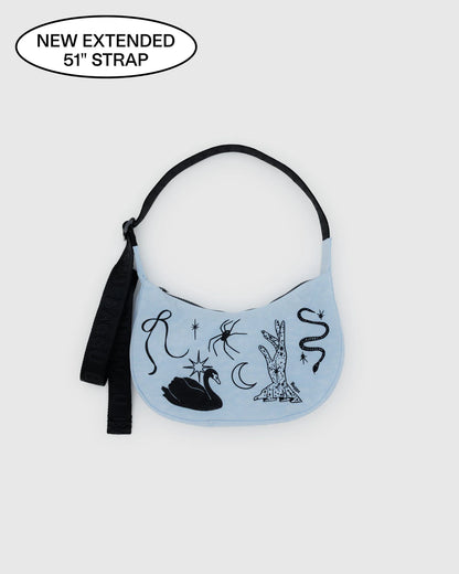 Small Nylon Crescent BagEmbroidered Ballet Icons