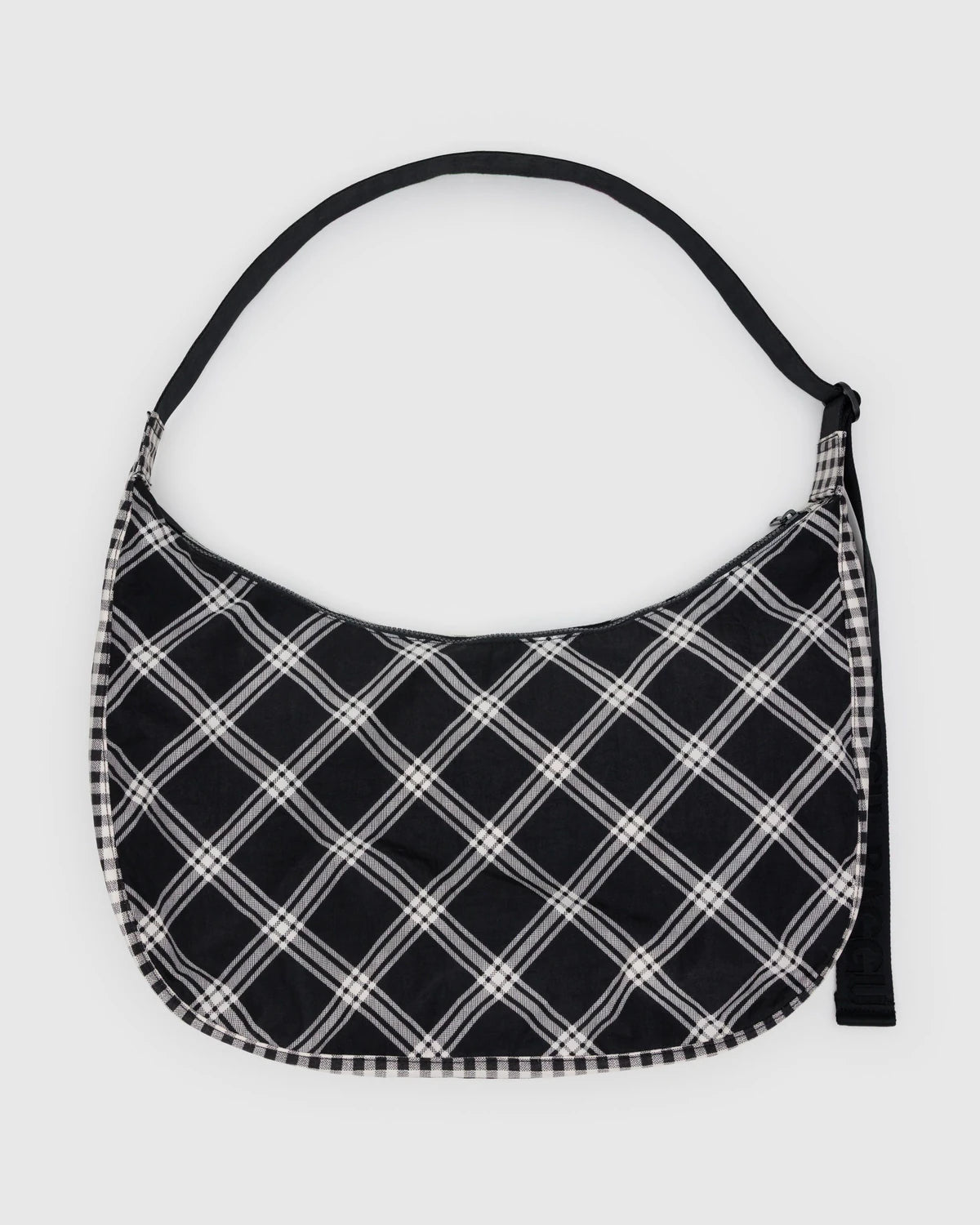 Large Nylon Crescent Bag Mixed Plaid