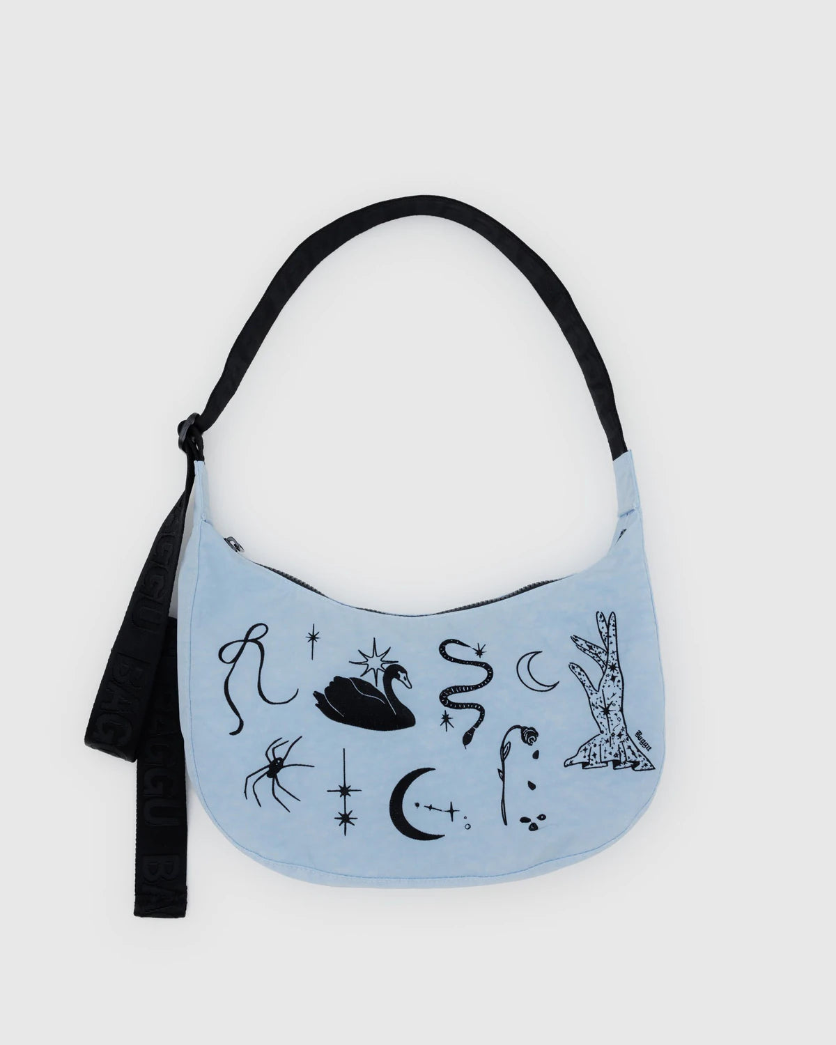 Medium Nylon Crescent Bag Embroidered Ballet Icons