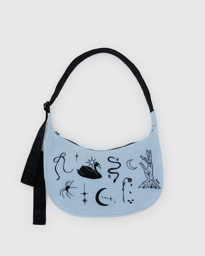 Medium Nylon Crescent Bag Embroidered Ballet Icons