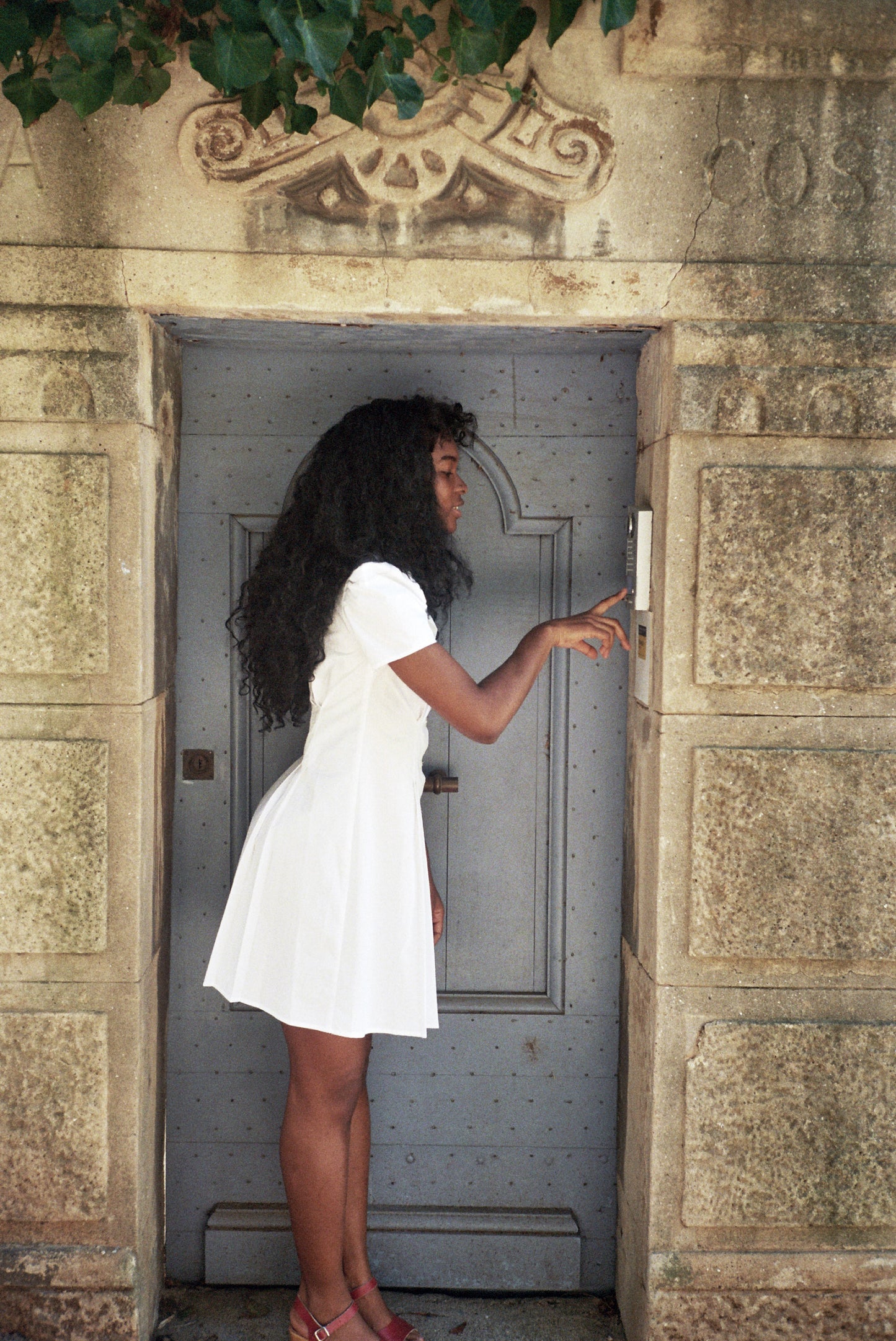 MARIA white cotton pleated butonned flared dress with shirt collar