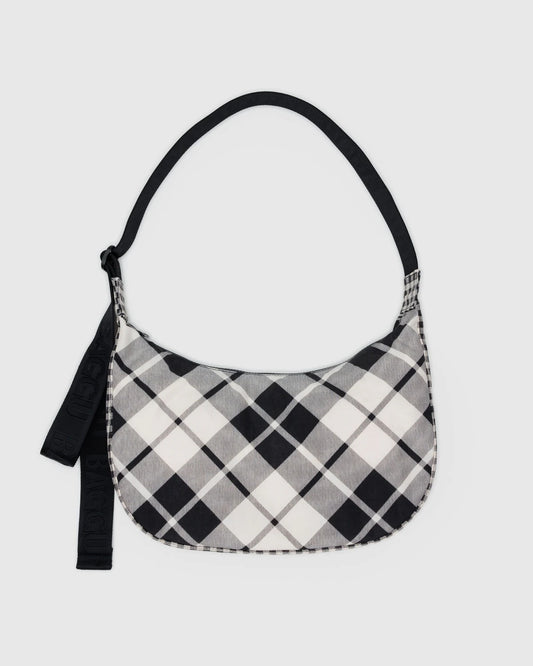 Medium Nylon CrescentBag Mixed Plaid