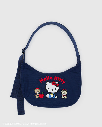 Medium Nylon Crescent Bag Embroidered Hello Kitty & Teddy
