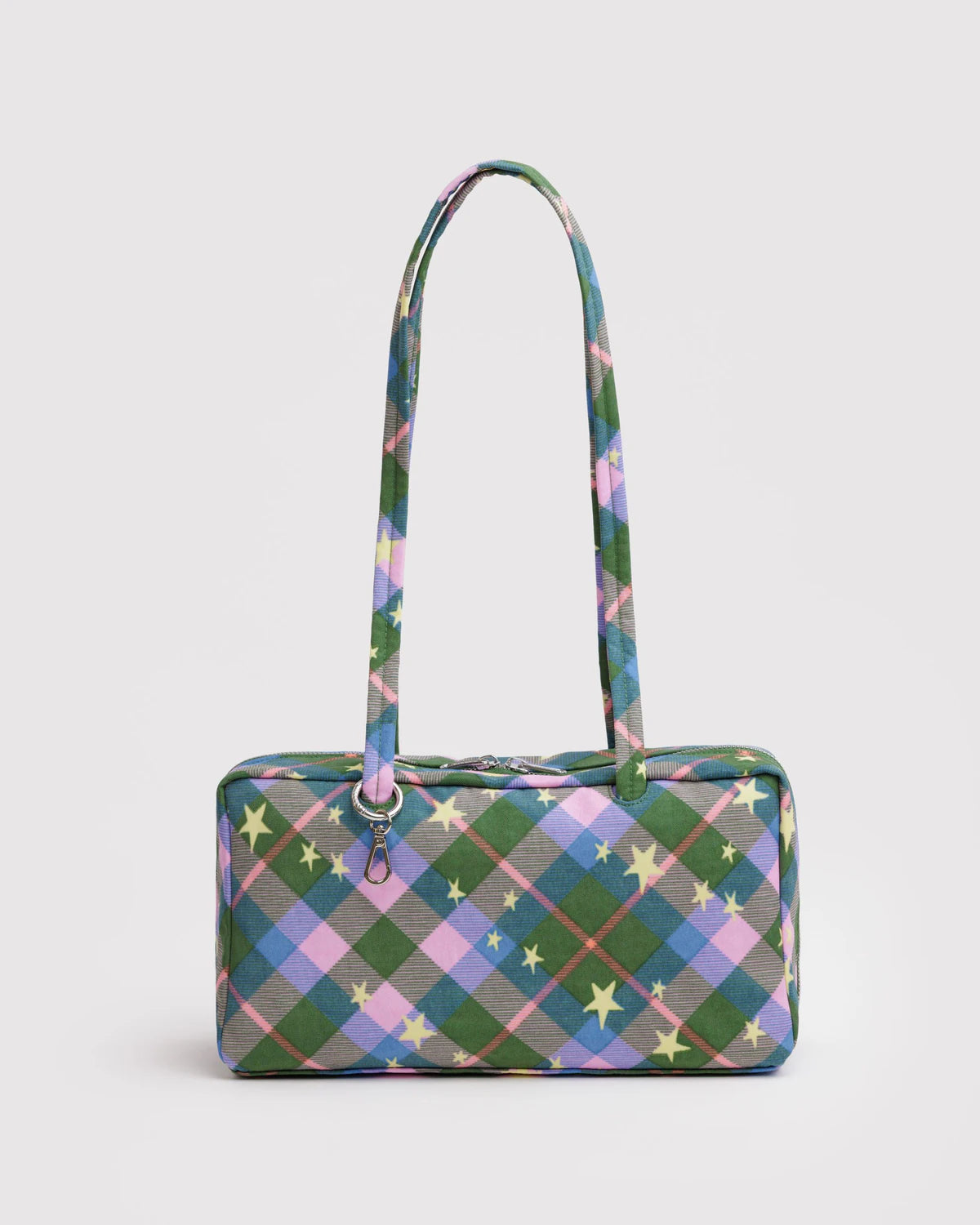 Nylon Bowler Bag  Green Star Plaid