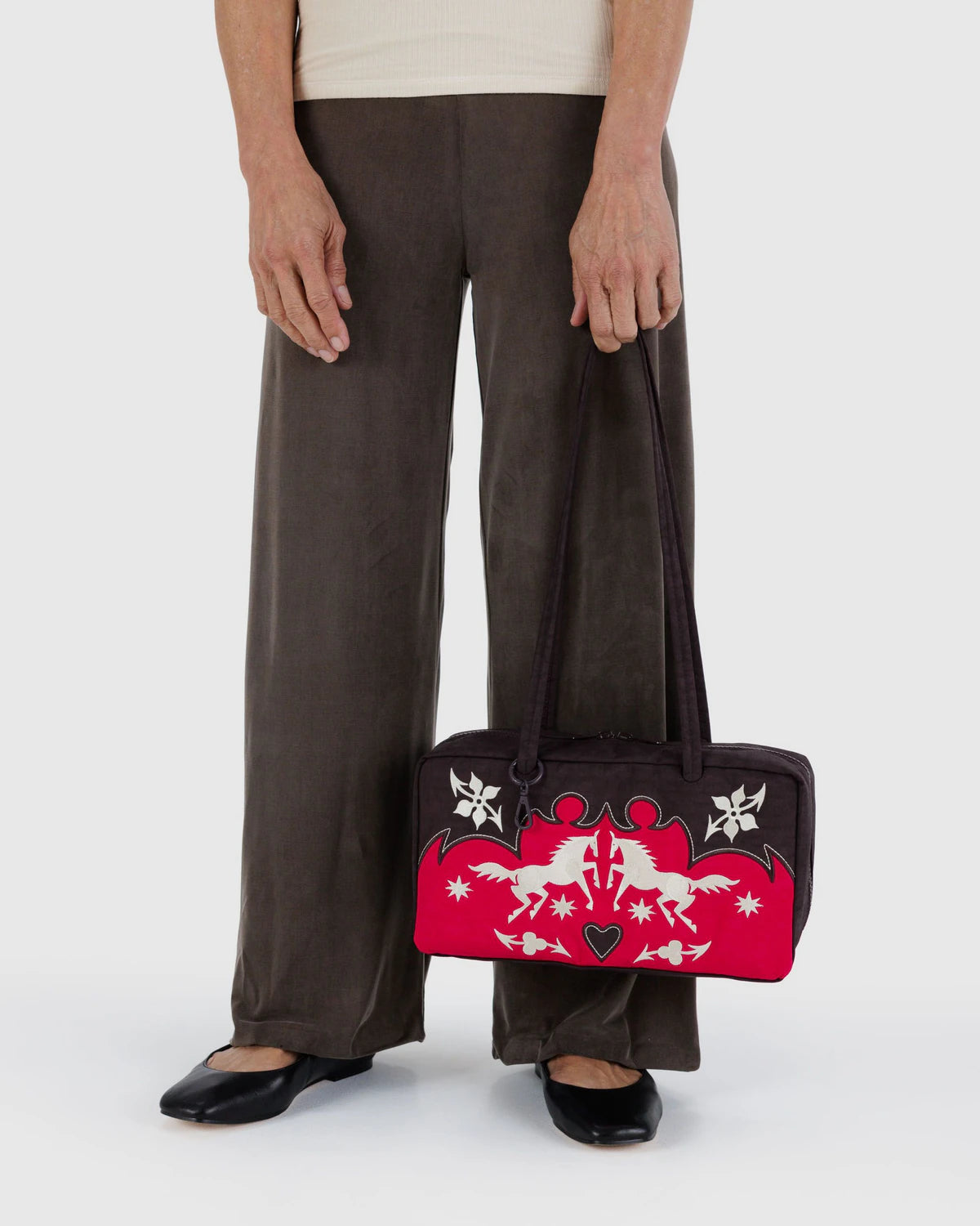 Nylon Bowler Bag Western Appliqué