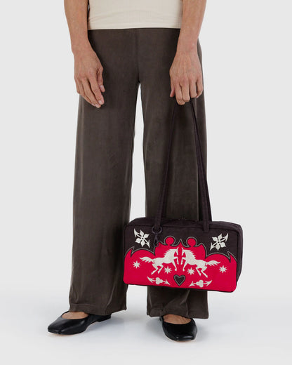 Nylon Bowler Bag Western Appliqué