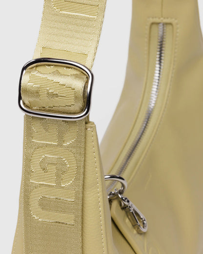 Small Recycled Leather Crescent Bag  Straw