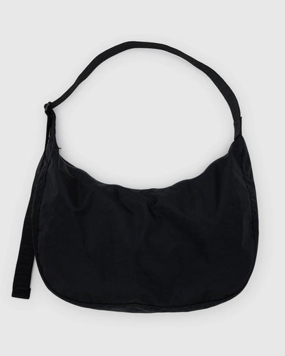 Large Nylon Crescent Bag  Black