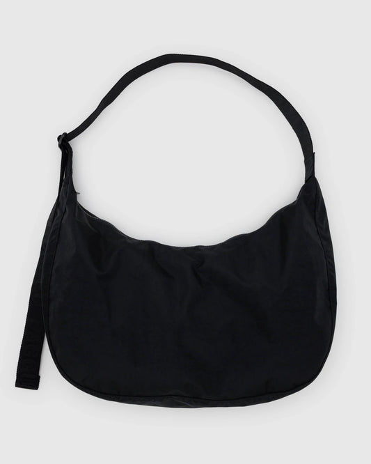 Large Nylon Crescent Bag  Black