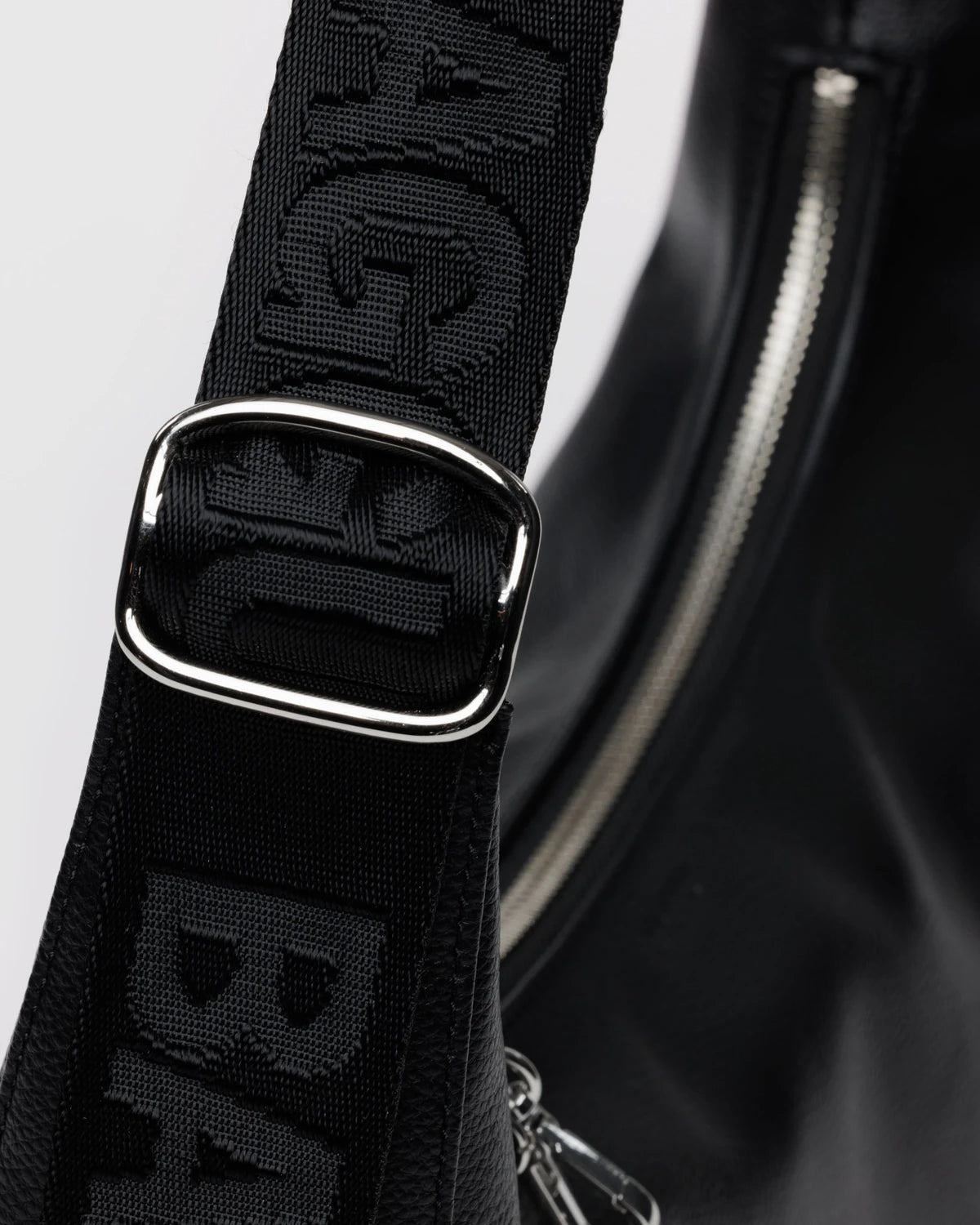 Medium Recycled Leather Crescent Bag Black