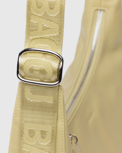 Medium Recycled Leather Crescent Bag Straw