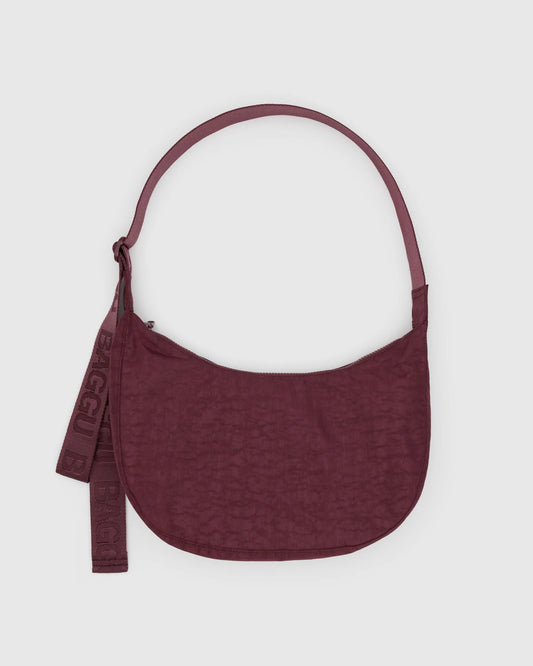 Medium Nylon Crescent Bag Mahogany