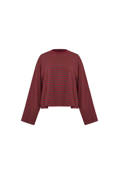 BLOOM LONG SLEEVE CHOCOLATE WINE STRIPE