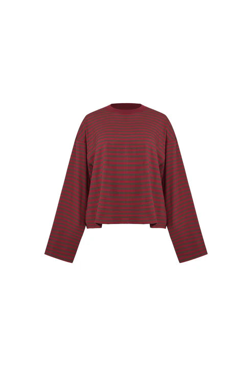 BLOOM LONG SLEEVE CHOCOLATE WINE STRIPE