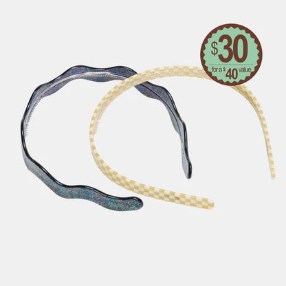 Wavy Headband in Olive Check