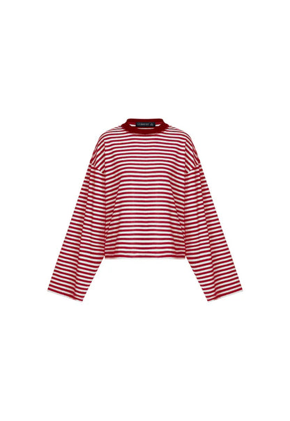 BLOOM LONG SLEEVE WINE STRIPE