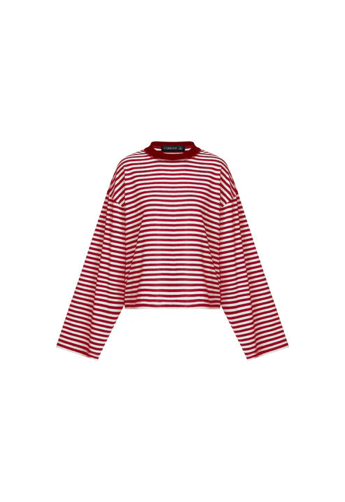 BLOOM LONG SLEEVE WINE STRIPE