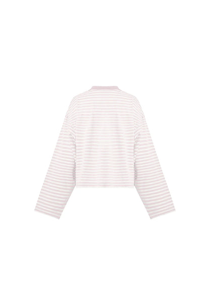 BLOOM LONG SLEEVE BLUSH STRIPE
