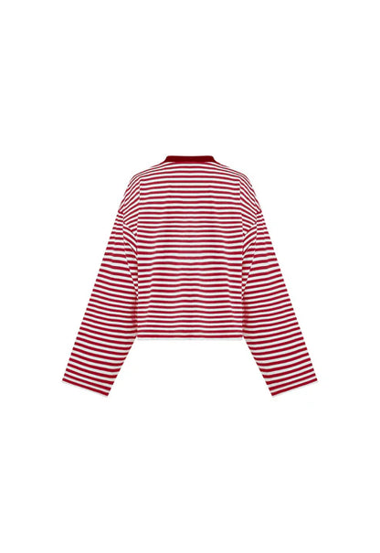 BLOOM LONG SLEEVE WINE STRIPE