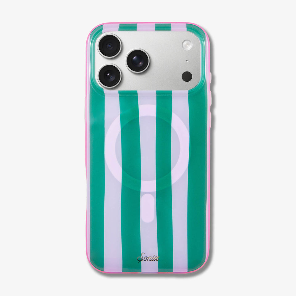 Jelly Stripe MagSafe Compatible iPhone Case - Pink / Green