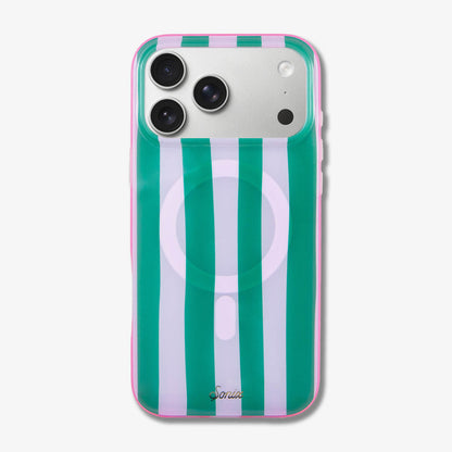 Jelly Stripe MagSafe Compatible iPhone Case - Pink / Green