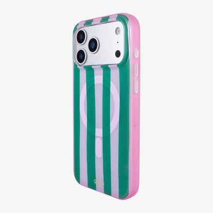 Jelly Stripe MagSafe Compatible iPhone Case - Pink / Green