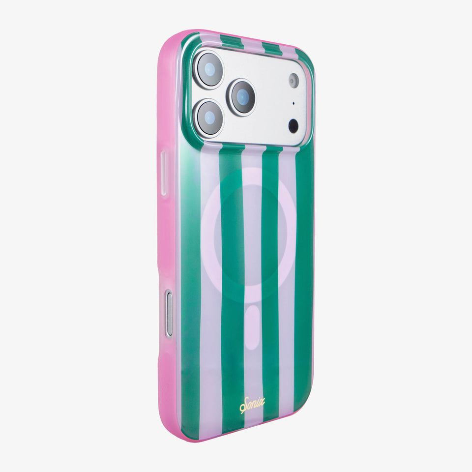 Jelly Stripe MagSafe Compatible iPhone Case - Pink / Green