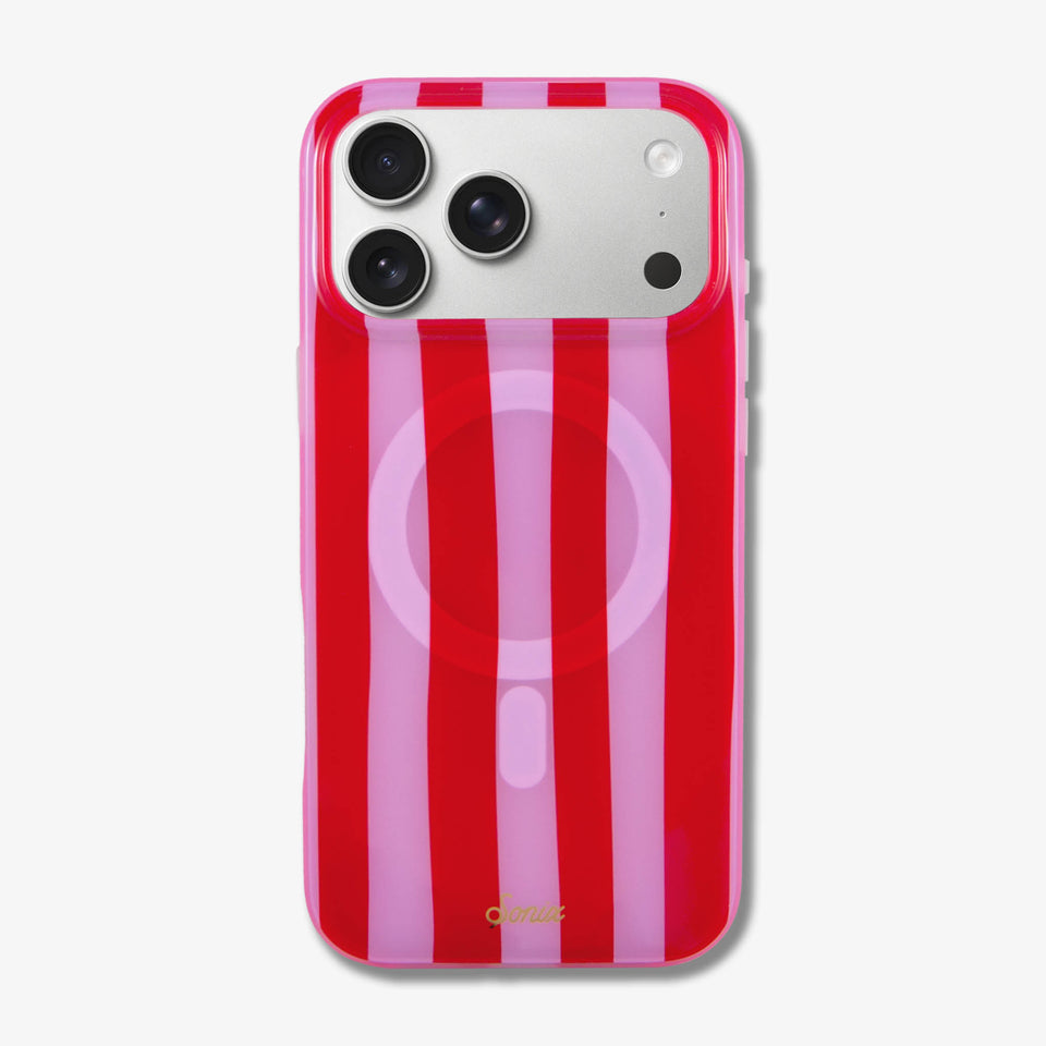elly Stripe MagSafe® Compatible iPhone Case - Pink / Red