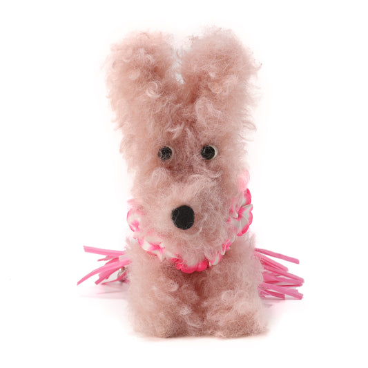 SFSG Pink scribble puppy in Hawaiian grass skirt