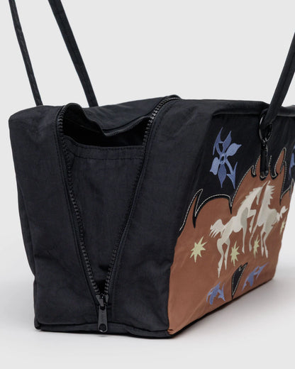 Medium Nylon Bowler Bag Western Appliqué