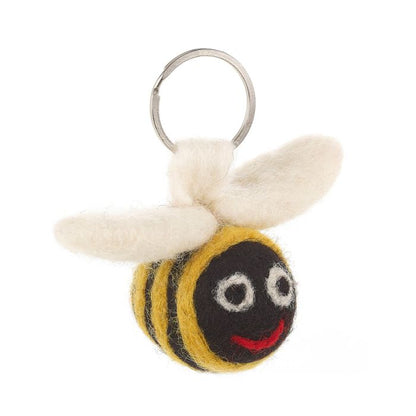 Porte-clés abeille en feutre aiguilleté fait main et issu du commerce équitable 