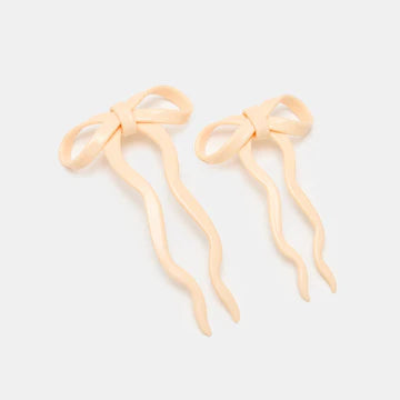 Bow Hairpin in Large Cream