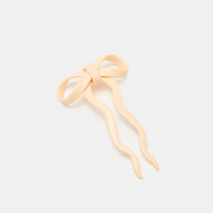 Bow Hairpin in Small Cream