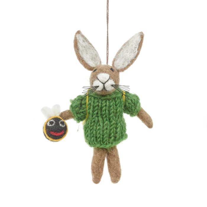 Handmade Felt Billy Bumblebee Hare Hanging Decoration