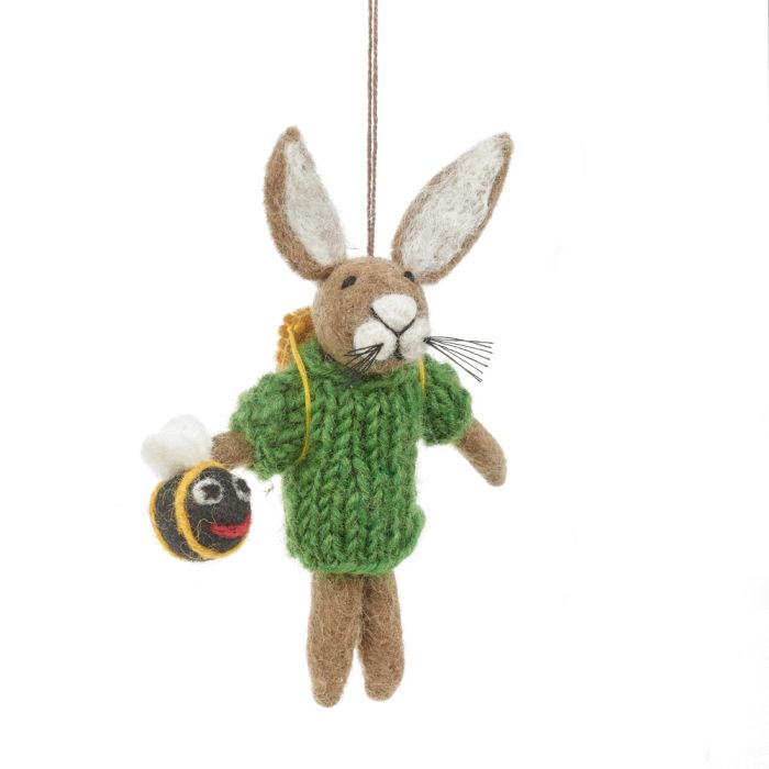 Handmade Felt Billy Bumblebee Hare Hanging Decoration