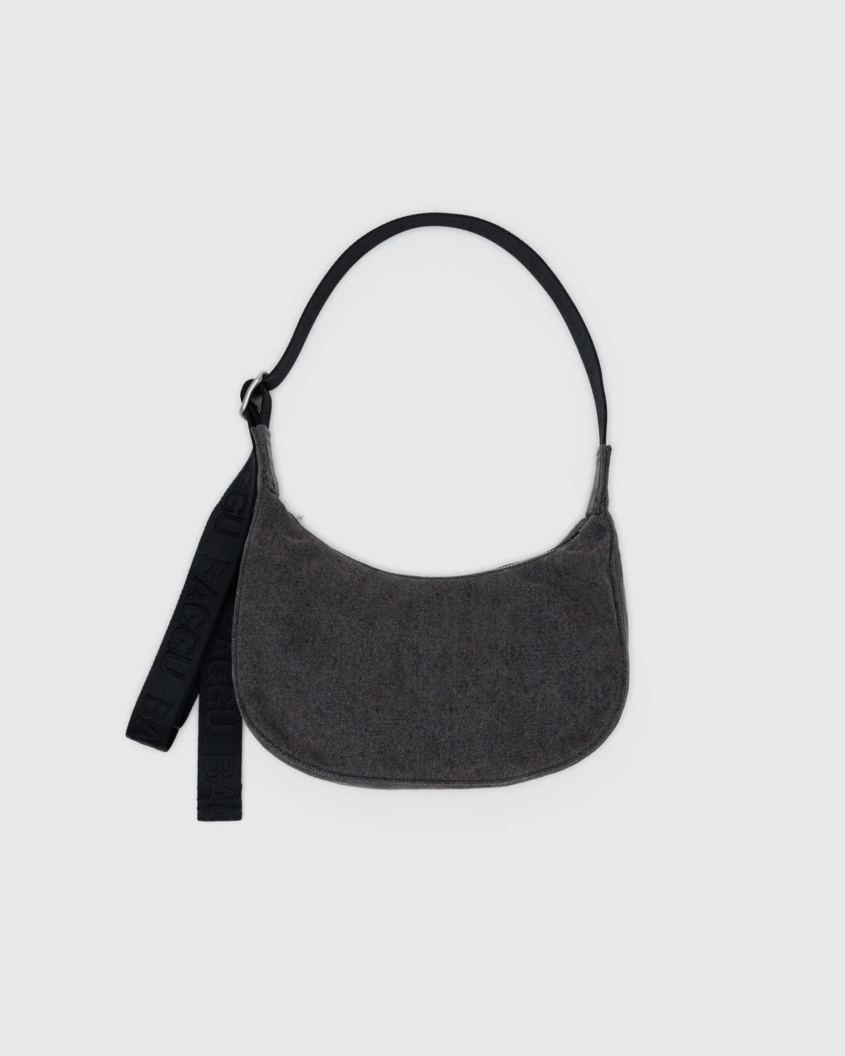 Small Denim Crescent Bag  Washed Black Denim