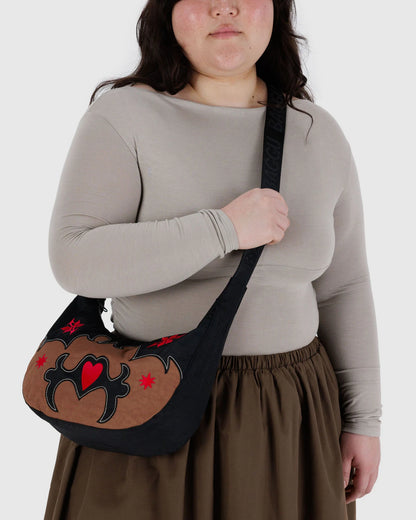 Medium Nylon Crescent Bag  Western Appliqué